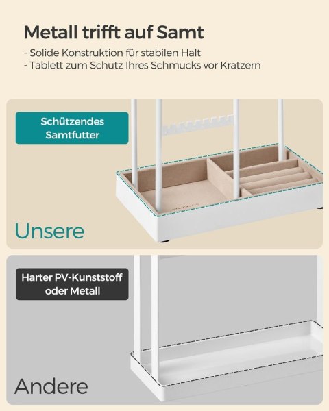 Stojak na biżuterię z metalową ramką - pomysł na prezent, Biały