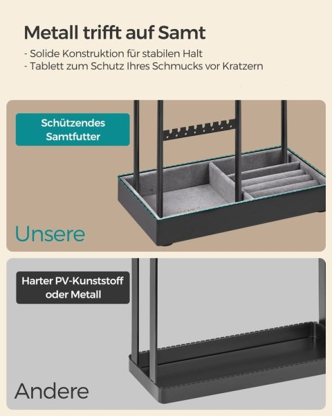 Stojak na biżuterię z metalową ramką - pomysł na prezent, Czarny