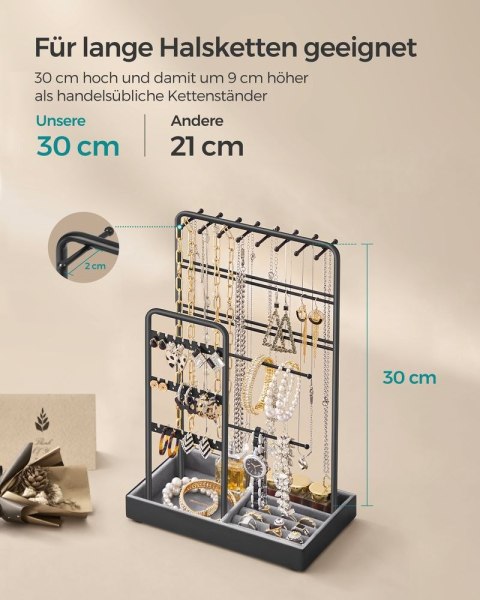 Stojak na biżuterię z metalową ramką - pomysł na prezent, Czarny