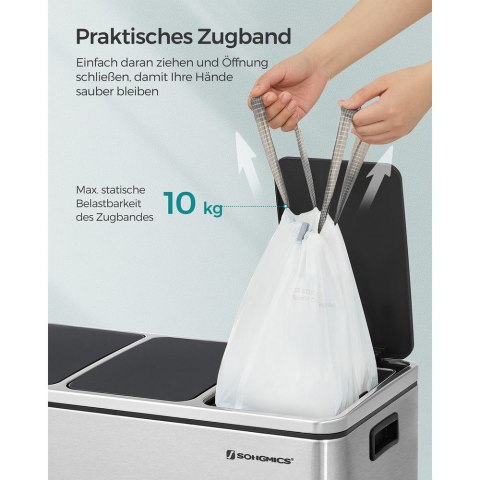 Worki na śmieci ze ściągaczem, Biały, 3