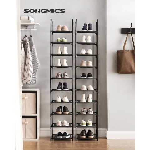Półka na buty z 10 poziomami 33 x 33 x 173 cm, Czarny
