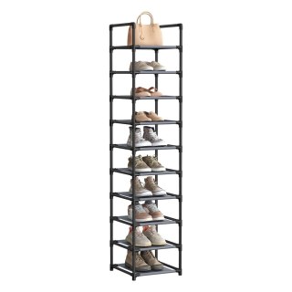 10-poziomowy stojak na buty, stojak na buty, oszczędzający miejsce do przechowywania butów, 33 x 33 x 173 cm, metalowa rama, pół