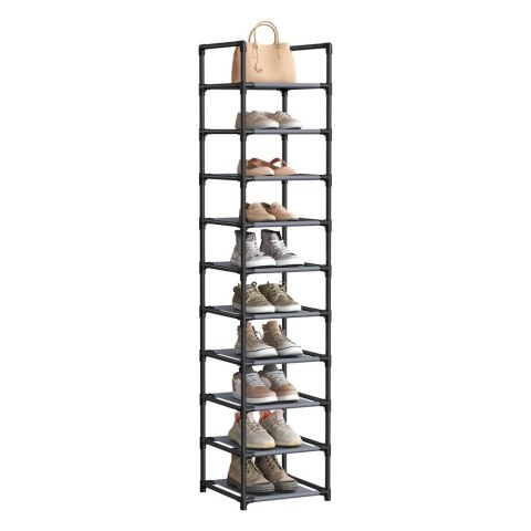 10-poziomowy stojak na buty, stojak na buty, oszczędzający miejsce do przechowywania butów, 33 x 33 x 173 cm, metalowa rama, pół