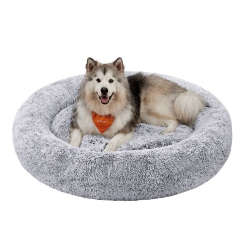 Puszyste legowisko dla psa w kształcie pączka, Ombre szary, Dł. 140 x szer. 140 x wys. 20 cm