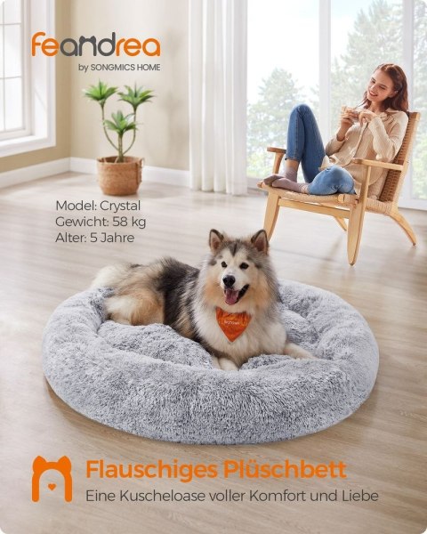 Puszyste legowisko dla psa w kształcie pączka, Ombre szary, Dł. 140 x szer. 140 x wys. 20 cm