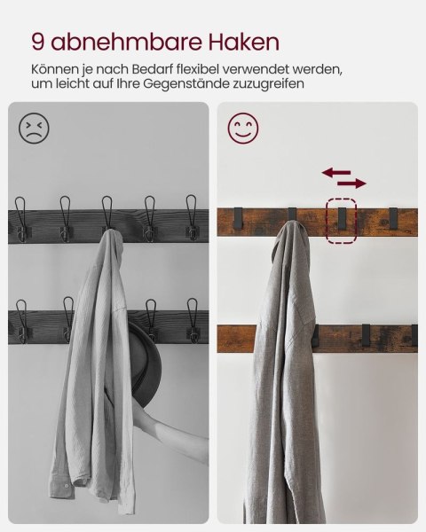 Stojak na wkładkę, stojak na płaszcz z ławką do przechowywania w butach, konstrukcja 4 w 1, z 9 zdejmowanymi haczykami, szyna ub