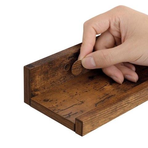 Pływające półki, zestaw 3 drewnianych półek ściennych, o długości 38 cm, z przednią krawędzią, dla bibelotów, słoików z przypraw