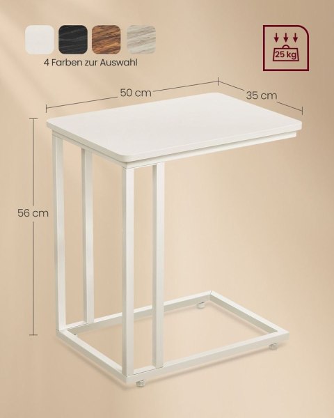 Stolik boczny , stolik sofa na kółkach, kształt C, mobilny stolik kawowy, 50 x 35 x 60 cm, stolik do salonu z metalową ramą, na 