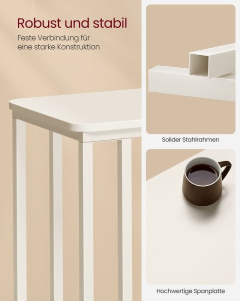 Stolik boczny , stolik sofa na kółkach, kształt C, mobilny stolik kawowy, 50 x 35 x 60 cm, stolik do salonu z metalową ramą, na 