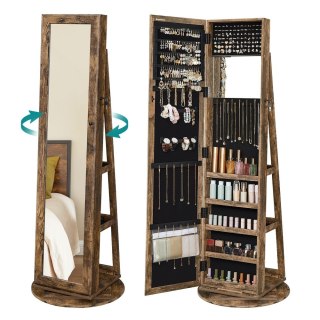 Szafka na biżuterię można obracać o 360° w kolorze vintage brown