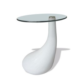 Lumarko Biały stolik kawowy z okrągłym, szklanym blatem, wysoki połysk