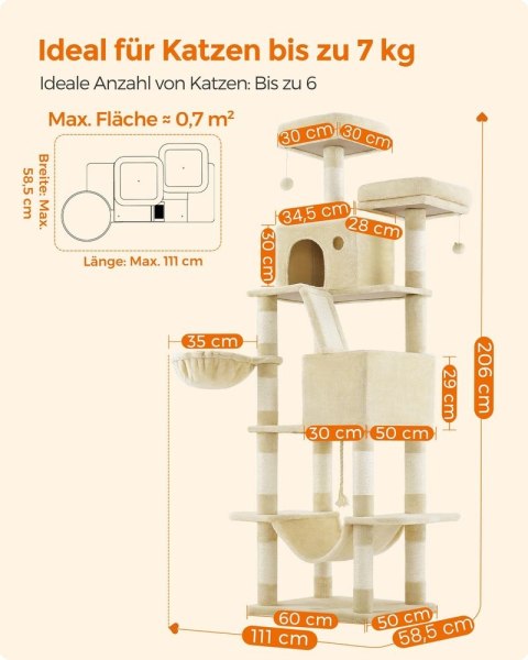 Drapak dla kota XL 206 cm, beżowy