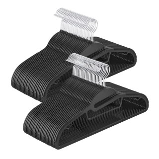 Plastikowy wieszak na ubrania, antypoślizgowy, Czarny, 50, długość 41,5 cm
