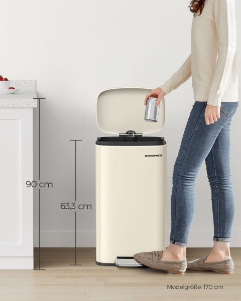 Kosz na śmieci z pedałem do kuchni, ciche domykanie, kosz na śmieci z pokrywką i wewnętrznym wiadrem, kosz na śmieci 30 L wykona