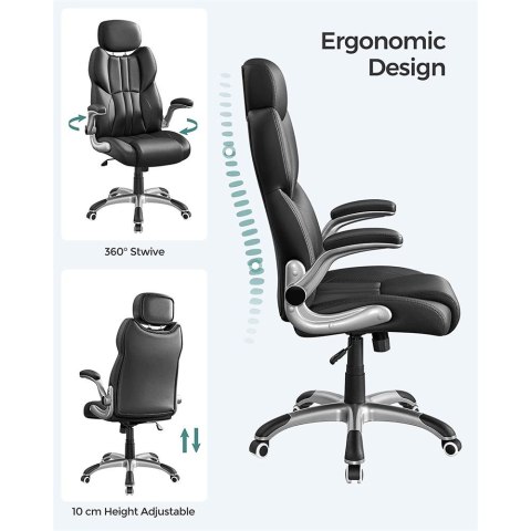 Krzesło biurowe , ergonomiczne krzesło obrotowe, ze składanymi podłokietnikami, nylonowa podstawa w kształcie gwiazdy, nośność 1