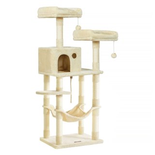 Drapak z platformami widokowymi, 143 cm, beżowy