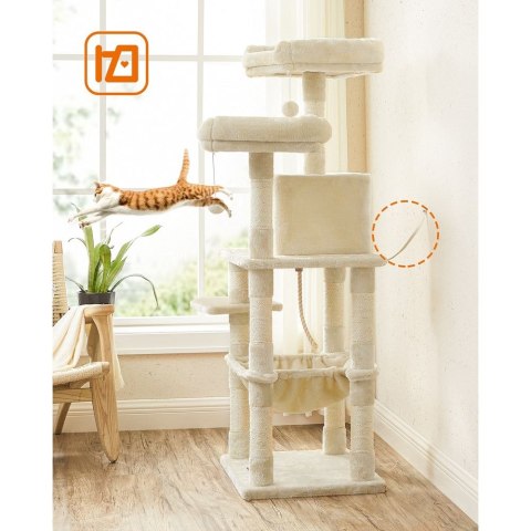 Drapak z platformami widokowymi, 143 cm, beżowy