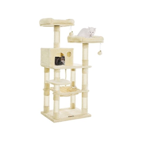Drapak z platformami widokowymi, 143 cm, beżowy