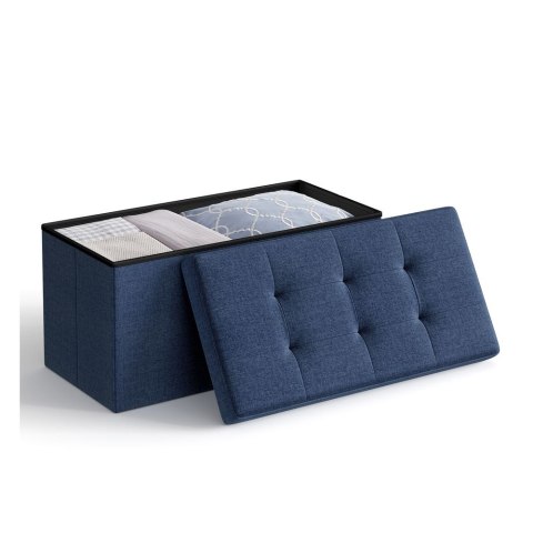 Ławka ze schowkiem, siedziskiem, stołkiem, schowkiem, podnóżkiem, składana, obciążenie do 300 kg, 80 l, 76 x 38 x 38 cm, imitacj