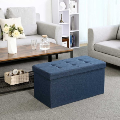 Ławka ze schowkiem, siedziskiem, stołkiem, schowkiem, podnóżkiem, składana, obciążenie do 300 kg, 80 l, 76 x 38 x 38 cm, imitacj