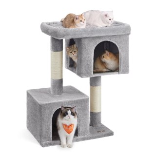 Drzewo kotów, wieża kota 101 cm, XL, Cat Condo dla wyjątkowo dużych kotów do 20 kg, dużego kota, 2 jaskinia kota, drapanie, jasn