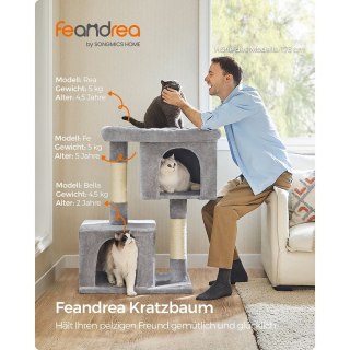 Drapak , drapak dla kota z dużą platformą i 2 pluszowymi jaskiniami, domek do zabawy, drzewo wspinaczkowe dla kotów, jasnoszary 