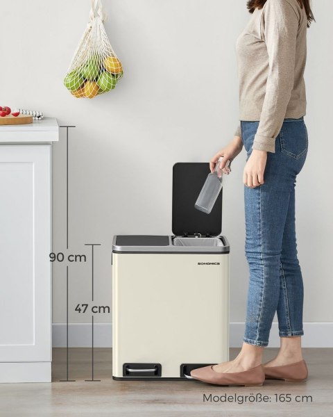 Kosz na śmieci do kuchni, Piaskowy beż + tusz czarny