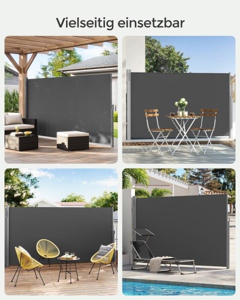 Markiza boczna na balkony i tarasy, antracyt, 180 x 350 cm, aluminium