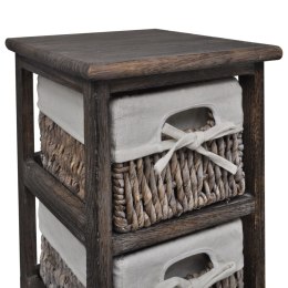 Lumarko Drewniana szafka z 5 koszykami, brązowa