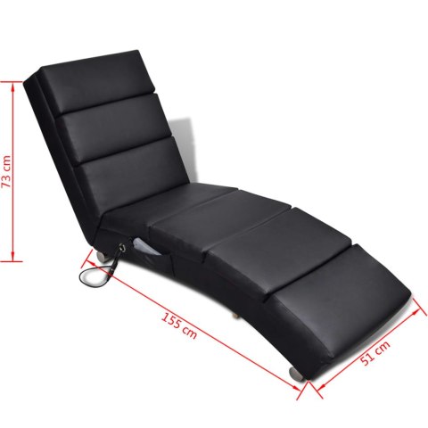  Rozkładany fotel masujący, czarny, sztuczna skóra Lumarko!