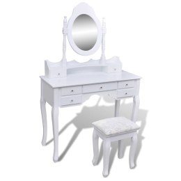  Toaletka z lustrem i stołkiem, 7 szuflad, biała Lumarko!