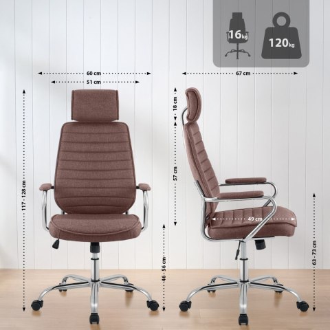 Fotel biurowy Rako brązowy, ergonomiczny, z regulacją