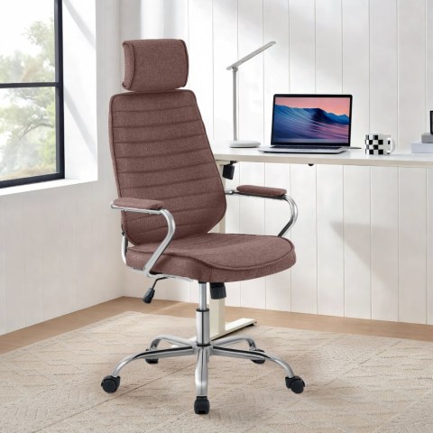 Fotel biurowy Rako brązowy, ergonomiczny, z regulacją
