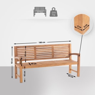 Ławka ogrodowa Halden 180 cm teakowa z drewna teakowego