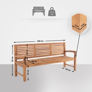 Ławka ogrodowa Halden z teakowego drewna 200 cm