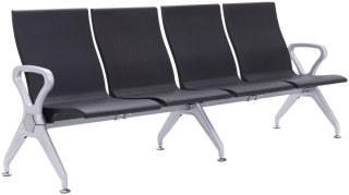 Ławka poczekalniowa Ermin czarna z aluminium