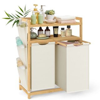 Kosz na pranie 2 przegrody 100 L 63 x 33 x 98 cm kremowo-biały