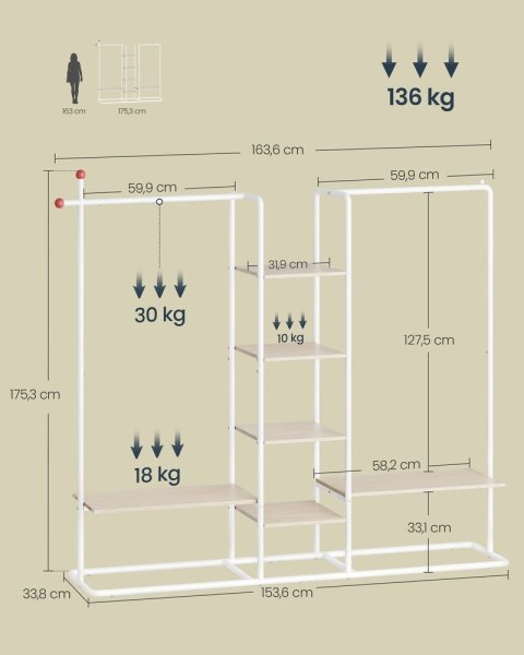 Otwarta szafa z półkami, biały