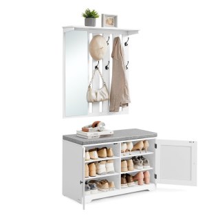 Zestaw garderoba szafka na buty wieszak 8 haczyków 81 cm biały