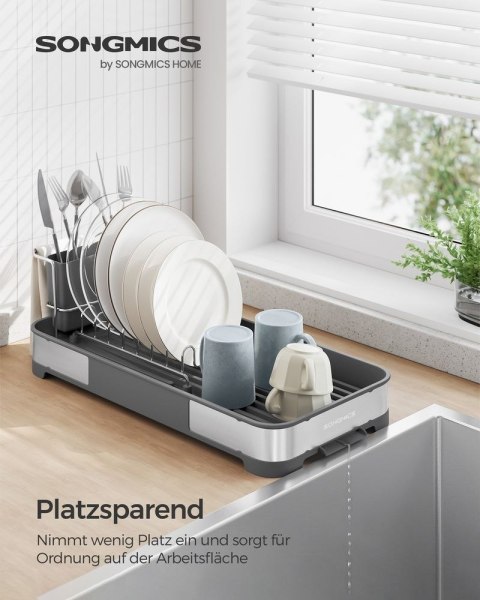 Ociekacz do naczyń srebrnoszary z nowoczesnym designem