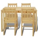  Drewniany zestaw jadalniany stół z 4 krzesłami, naturalny Lumarko!