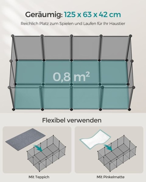 Obudowa zewnętrzna dla zwierząt z plastikowymi panelami, Szary, 125x63x42cm