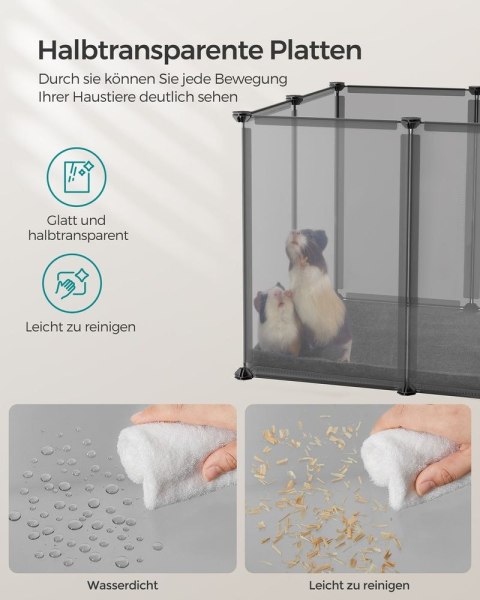 Obudowa zewnętrzna dla zwierząt z plastikowymi panelami, Szary, 125x63x42cm