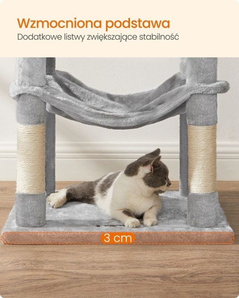 Drapak o długości 143 cm z hamakiem, Jasny szary