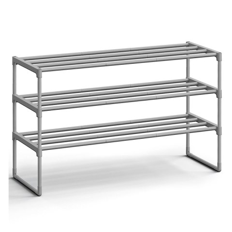 Trzypoziomowy metalowy stojak na buty, Szary, 3 poziomy (30 x 92 x 55 cm)