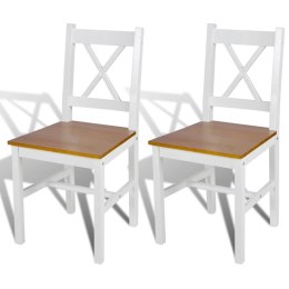  Krzesła stołowe, 2 szt., białe, drewno sosnowe Lumarko!
