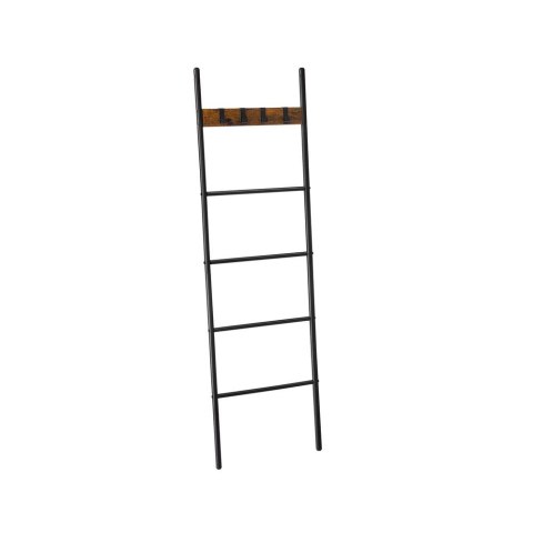 Drabinka na ręczniki metalowa z 4 haczykami w stylu industrialnym, 44x160 cm