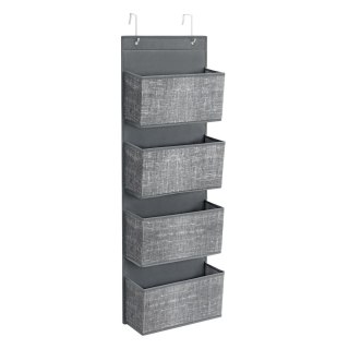 Wiszący organizer z 4 kieszeniami, wiszący schowek na drzwi, sypialnia, biuro, pokój dziecięcy, 33,5 x 12 x 100 cm, czarny RDH00
