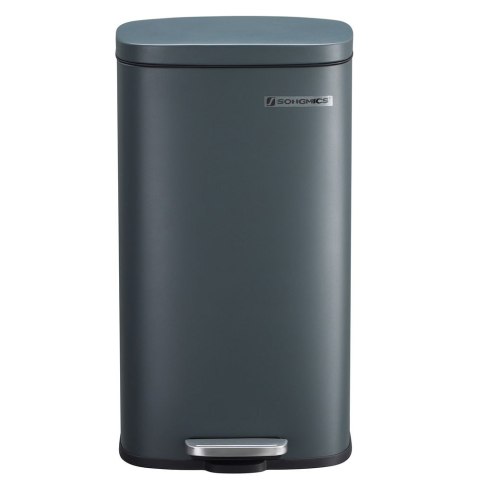 Kosz do kuchni, kosz, 30 L Pedal Bin z plastikowym wiadrem wewnętrznym, pokrywą, miękką zamknięcie, kontrola zapachu, Smoky Grey