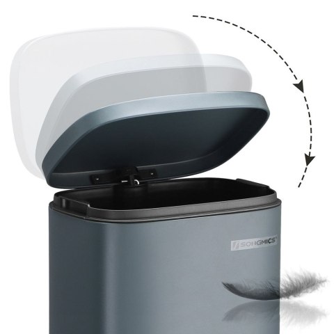 Kosz do kuchni, kosz, 30 L Pedal Bin z plastikowym wiadrem wewnętrznym, pokrywą, miękką zamknięcie, kontrola zapachu, Smoky Grey